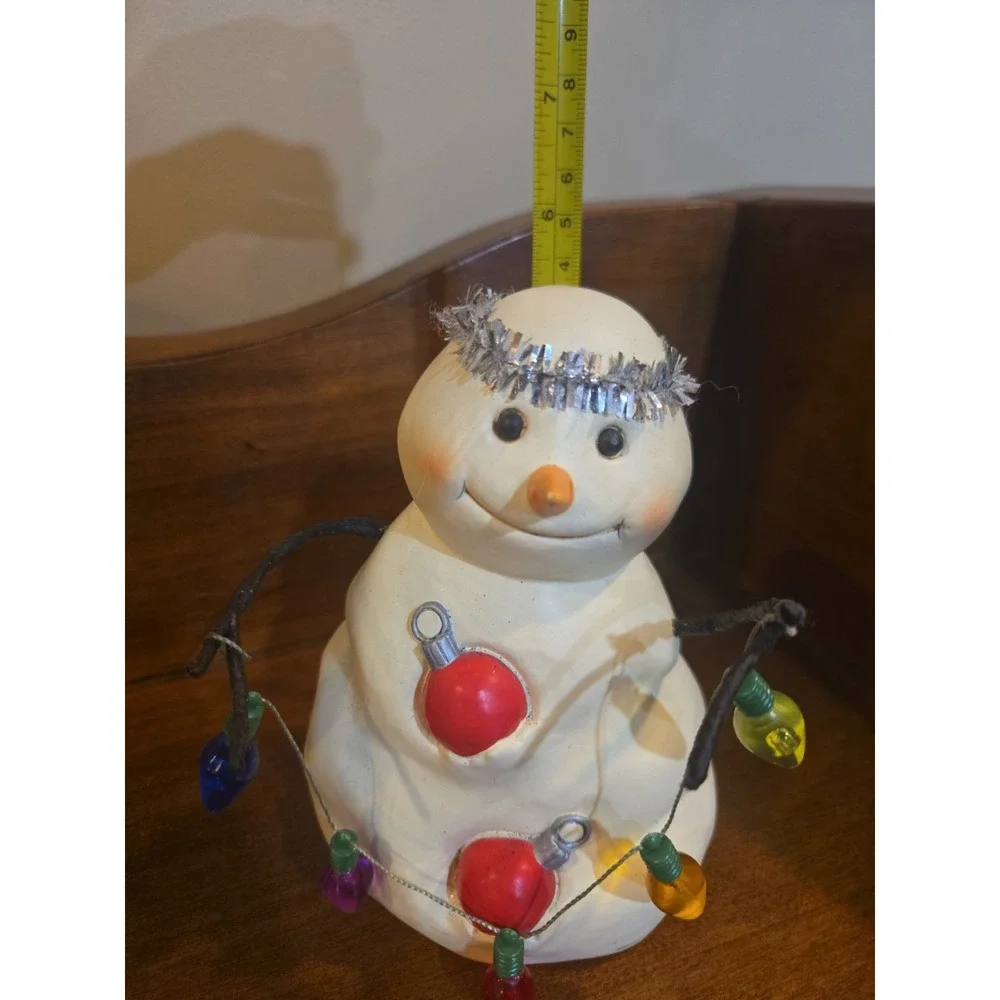 Hallmark Mitford Snowman Figurine JC Christmas Lights Star Jan Karon Resin 2000